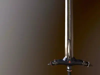 German stylized two-handed sword Low-poly 3D model