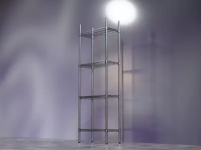Wire Shelves - 24 inches X 12 inches X 72 inches in chrome Low-poly 3D model