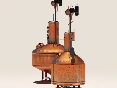 Pot Kettle Stills - Whiskey Distillery  Low-poly 3D model