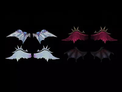 4 wings pack for games Low-poly 3D model