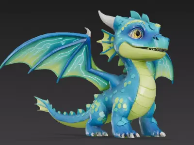 Cartoon Dragons Pack 3D Models Low-poly 3D model