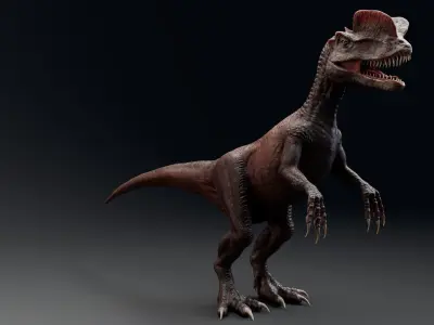 Dinosaur Dilophosaurus Low-poly 3D model