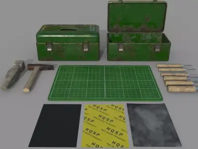 HIE Game Ready Carpenter Tools D180305 Low-poly 3D model