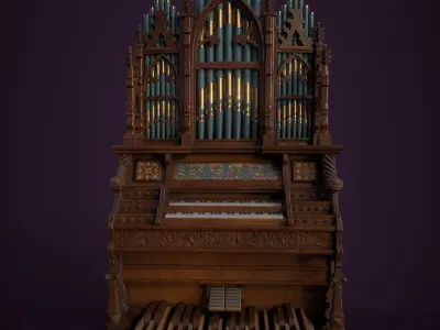 Pipe Organ Antique Low-poly 3D model