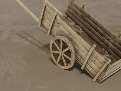 Medieval cart Low-poly 3D model get