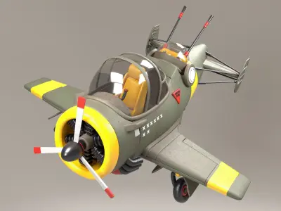 3D airplane Bomber  Modeling  texturing with substance painter Low-poly 3D model