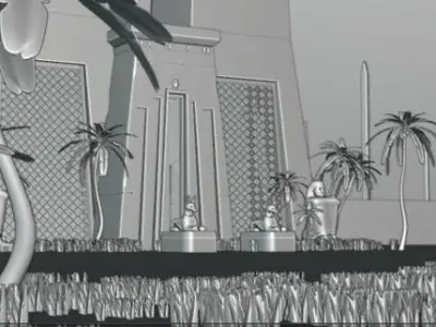 An ancient Egyptian temple Low-poly 3D model