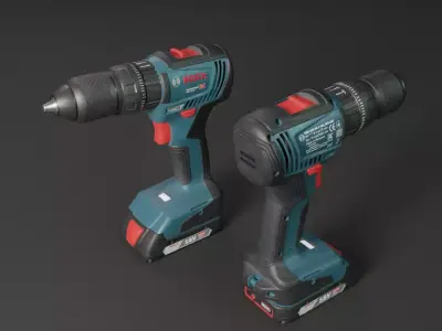 Realistic Power Tool Bosch Brushless Drill with PBR Texture Low-poly 3D model
