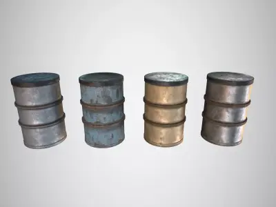 Metal Barrel 4 Low-poly 3D model