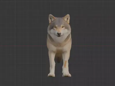 Wolf Miniature Low-poly 3D model