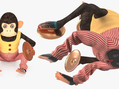 Clapping Monkey Figurine in Yellow Vest 3D model