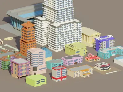 City Pack Low Poly Low-poly 3D model