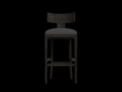 Black Wood And Fabric Stool 3D model