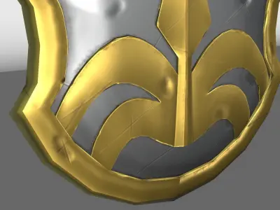 Stylized Steel and Brass Shield Low-poly 3D model