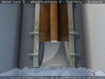 Water Lock 2 - Low-Poly - Animated Low-poly 3D model