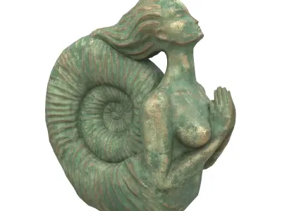 Siren bronze statues Low-poly 3D model