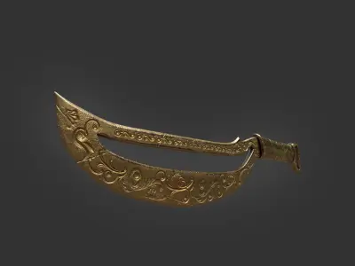 Sword and Shield lowpoly highpoly Free low-poly 3D model
