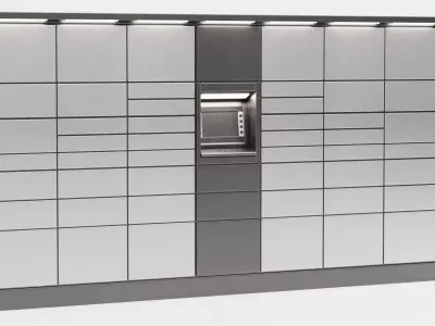 Parcel Locker V2 - Automated Package Delivery Station Low-poly 3D model