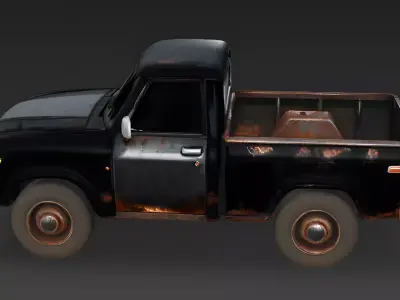 Rusted Black Pickup Truck 3D Model Low-poly 3D model