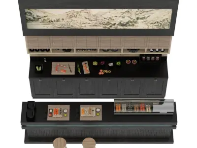 Sushi bar 3D model buy