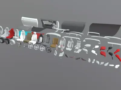Car parts Pack Low-poly 3D model by ViperJr3D