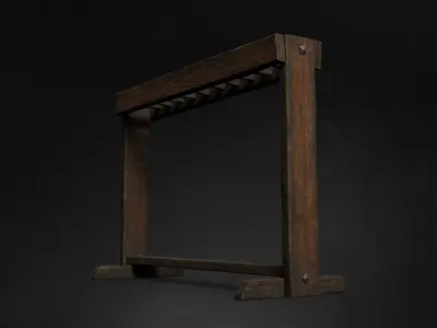 Medieval Sword Holder AAA Wooden Weapon Stand Low-poly 3D model