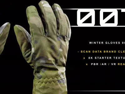 Winter Gloves 007 Low-poly 3D model