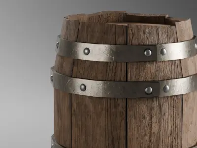 Wooden barrel Free low-poly 3D model 6