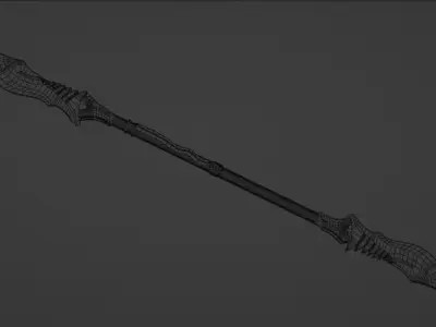 Glaive sword Low-poly 3D model