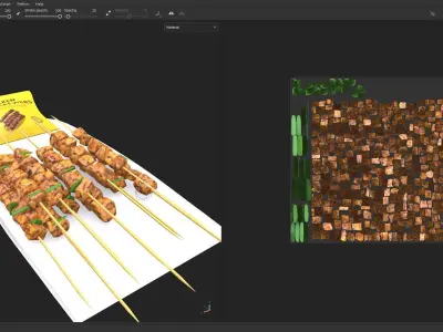 Snacks Chicken Satay Skewers Low-poly 3D model purchase