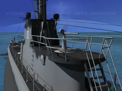 Balao Class Submarine SS371 USS Lagardo VHP 3D model