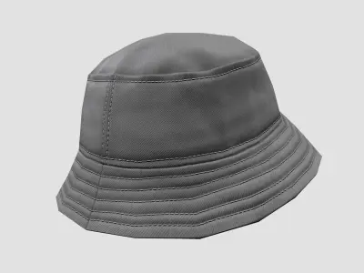 Bucket hat - grey Low-poly 3D model