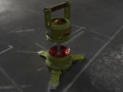 Bacon fire extinguisher in middle of stage 3D model