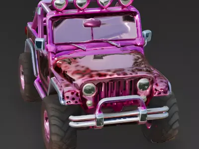 Pink Leopard Off-Road Jeep 3D Model Low-poly 3D model