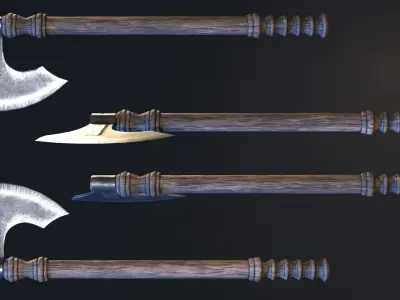 European Battle Axe Low-poly 3D model
