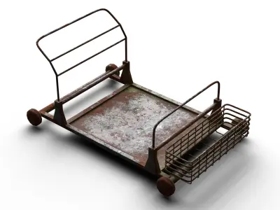 Rusted Industrial Trolly 1 Low-poly 3D model