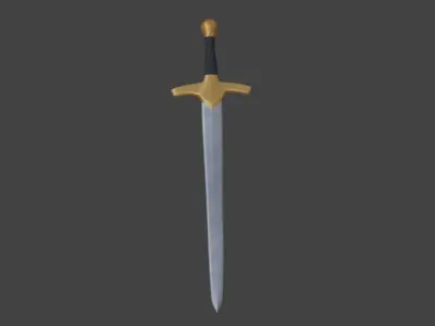 iron sword with a golden hilt Low-poly 3D model