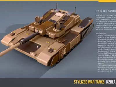Stylized Tank K2BlackPanther Low-poly 3D model