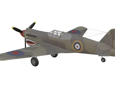 Curtiss P40 Warhawk Low-poly 3D model