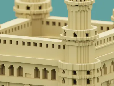 Voxel Charminar  Low-poly 3D model