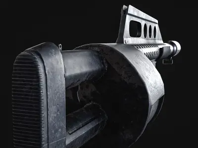 Jackhammer shotgun Low-poly 3D model
