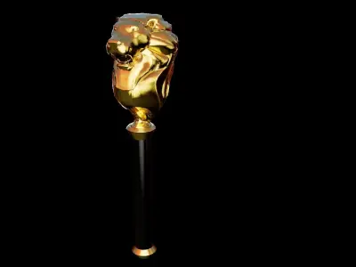 Golden Staff  Low-poly 3D model