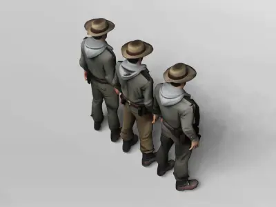 3D Model of Adventurer Man in Casual Military Outfit 3D model