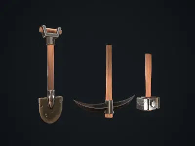 Stylized tools Low-poly 3D model