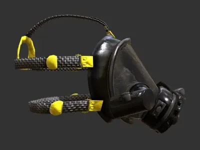 Gas Mask Fireman Firefighter Rebreather Gear Low-poly 3D model