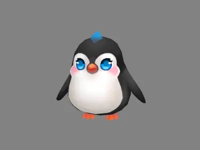 Cartoon baby penguin -  female - lovely Low-poly 3D model