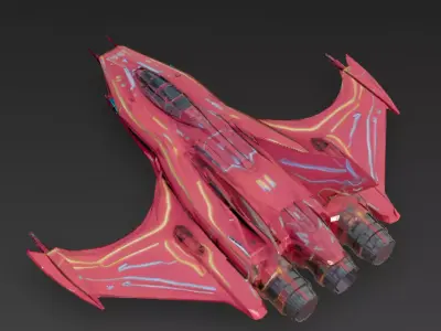 Futuristic Red Sci Fi Fighter Jet 3D Model PBR Low-poly 3D model