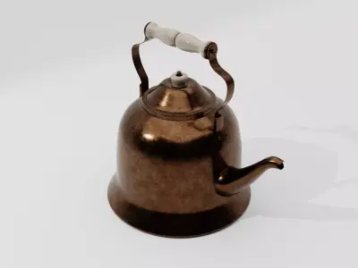 Antique Brass Kettle Low-poly 3D model
