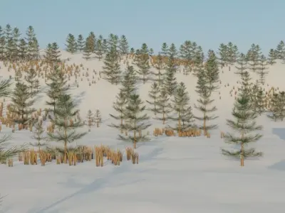 Snowy Village Landscape 3D model purchase