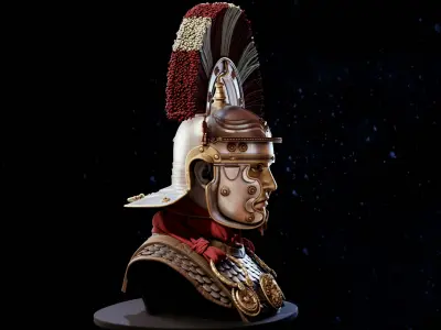 Ancient Roman Gaulish legionary centurion  bust statue 3D model